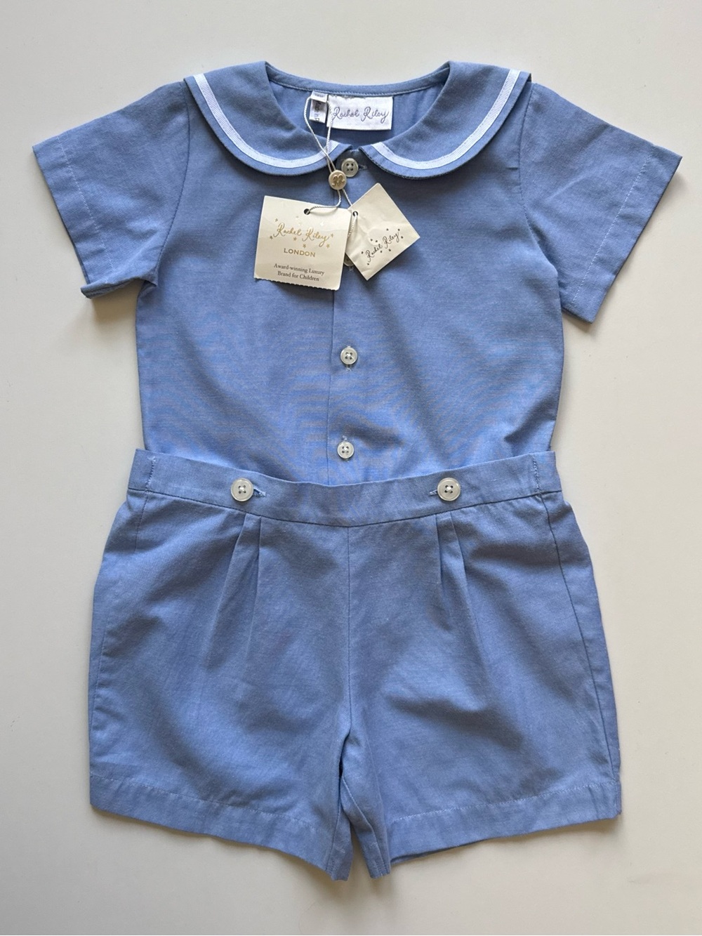 Rachel Riley Baby Boy Blue Oxford Sailor Set - Size 18M